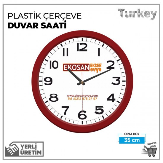 Plastik Çerçeve Duvar Saati Plastik Çerçeve Duvar Saati